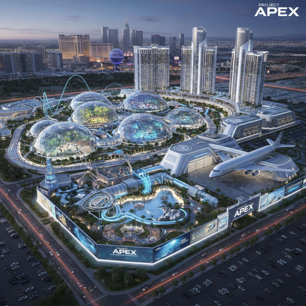 APEX Las Vegas conceptual master plan - DAKDAN Worldwide Dan Kost Zoo Media complete campus ecosystem rendering South Las Vegas Strip Nevada